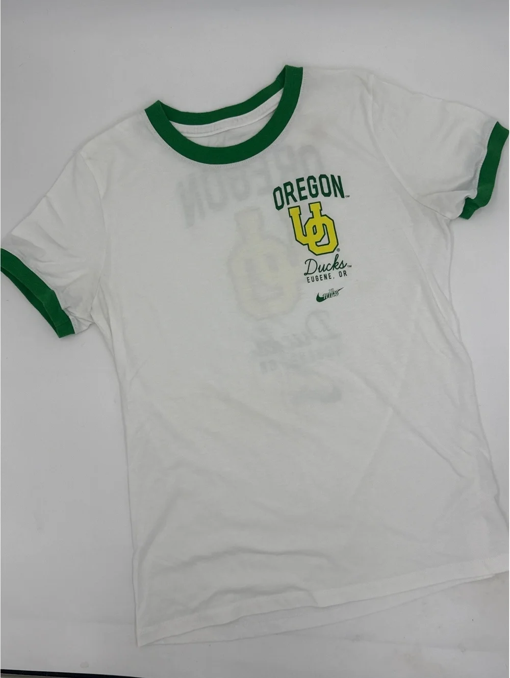 Nike Oregon Ducks The Nike Tee White Green Ringer T-Shirt